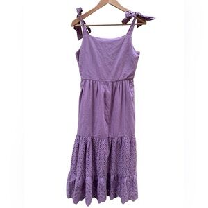 Altar’d State Lilac Eyelet Lace Tiered Midi Sundress XS